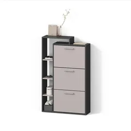 livinity® Ortello 80 x 128,3 x 24,2 cm mit 3 Schubladen grau / grau