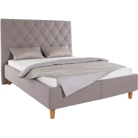 Home Affaire Polsterbett HOME AFFAIRE "Sunley 140", grau (hellgrau), B:183cm L:210cm, Struktur (100% Polyester);Samtstoff (100% Polyester), Betten, Polsterbett, Kreuzsteppung, Kopfteilhöhe 142 cm, ohne oder mit Matratze/Lattenrost
