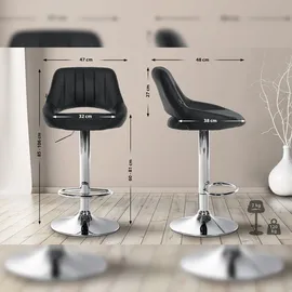 CLP 2er Set Barhocker Milet Kunstleder I Drehbarer Barstuhl Mit Fußstütze Und Rückenlehne