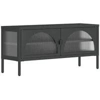 Furnicato TV-Schrank Schwarz 105x35x50 cm Glas und Stahl