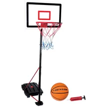 Dunlop Basketballkorb Set – Basketball Korb Höhenverstellbar: 165 - 205 cm – Basketballkörbe mit Basketballständer, Ball und Pumpe – Basketballkorb Outdoor mit Füllbarer Fussstand - Schwarz