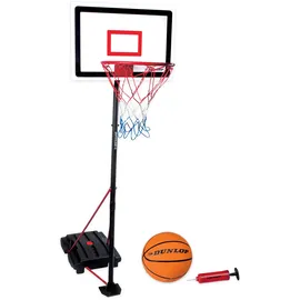 Dunlop Basketballkorb Set – Basketball Korb Höhenverstellbar: 165 - 205 cm – Basketballkörbe mit Basketballständer, Ball und Pumpe – Basketballkorb Outdoor mit Füllbarer Fussstand - Schwarz