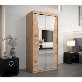 abiks möbel Schwebetürenschrank MONACO 100 x 200 x 62 cm Eiche Artisan