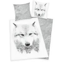 Herding Flanell Bettwäsche Set mit Wolf 155 x 220