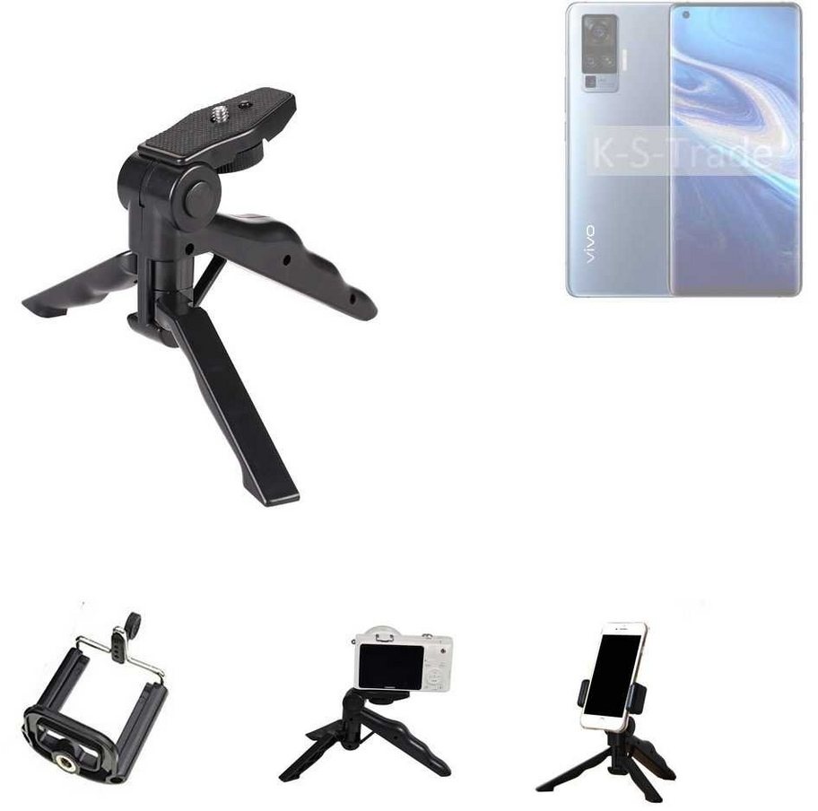 K-S-Trade für Vivo X51 5G Smartphone-Halterung, (Stativ Tisch-Ständer Dreibein Handy-Stativ Ständer Mini-Stativ) schwarz