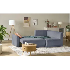 Sofa.de Eckcouch Stoff mit Schlaffunktion 3-Sitzer Blau