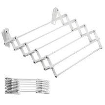 abj Wandwäschetrockner Teleskop Wäschetrockner für die Wand Akkordeon Trockenständer Wandmontage (60cm, Weiß)