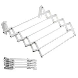 abj Wandwäschetrockner Teleskop Wäschetrockner für die Wand Akkordeon Trockenständer Wandmontage (60cm, Weiß)