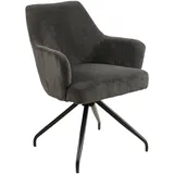Livetastic Armlehnstuhl Cord, Grau, Holz, Metall, Textil, Pappel, Sperrholz, Drehkreuz, 58x84x63 cm, Sitzfläche 360° drehbar, Esszimmer, Stühle, Esszimmerstühle, Armlehnenstühle