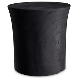 Casa Padrino Luxus Beistelltisch Schwarz Ø 39 x H. 41,5 cm - Runder Massivholz Tisch - Luxus Möbel - Wohnzimmer Möbel - Luxus Einrichtung - Wohnzimmer Einrichtung