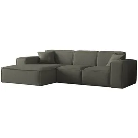 Fun Möbel Ecksofa Designersofa CELES PREMIUM Stoff Ascot Bukla Moosgrün Ottomane Links