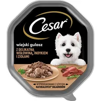 Cesar Landragout Nassfutter für ausgewachsene Hunde mit zartem Truthahn, Rind und Kräutern, Schale 14 x 150g