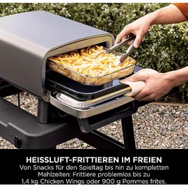 Ninja MO201EU Artisan Outdoor-Elektro-Pizzaofen und Heißluftfritteuse Minibackofen, Grau (1760 Watt)