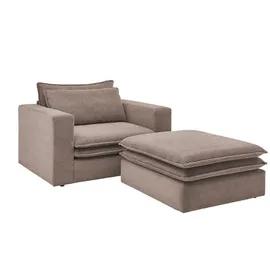 furn.design Loveseat, Braun, Holz, Textil, Nachbildung, 176x83x125 cm, Wohnzimmer, Sessel, Polstersessel