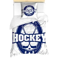 ABAKUHAUS Eishockey Bettbezug Set für Einzelbetten, Vintage Sticks Sterne,