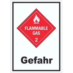 Aufkleber Entzündliche Gase Gefahr Flammable Gas Flamme A8 (52x74mm)