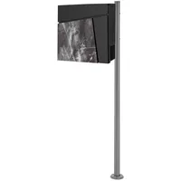 ML-Design Briefkasten Anthrazit Schwarz-Marmoroptik mit Zeitungsfach Pfosten