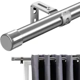 INFLATION Gardinenstangen mit Kappenknäufen 76-157cm, SilberGardinenstange(Silber Endkappen) mit Halterungen Beschlagset Fensterstangen für Wohnzimmer & Außenbereich