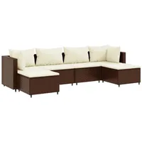 vidaXL 6-tlg Garten-Lounge-Set mit Kissen Braun Poly Rattan Modell 15