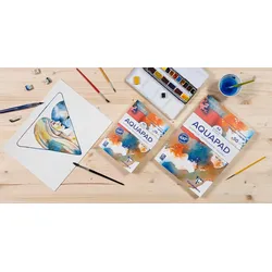 Clairefontaine 2x Aquarellblock Goldline Aquapad A2 geleimt, 20 Blatt weiß 300g, mittlere Körnung - 975723C