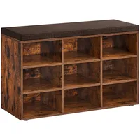 VASAGLE Mid.you Schuhbank, Dunkelbraun, 1-Sitzer, 78.5x48x30.3 cm Garderobe,