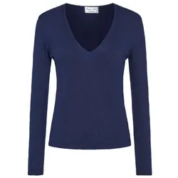 Cashmere & Silk Co. Damen Pullover grosser V-Auschnitt navy