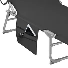 Tectake Sonnenliege 190 x 68 x 28 cm Schwarz