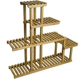 Mendler Pflanzregal HWC-L71, Blumentreppe Standregal Regal Blumenständer, 5 Ablagen, 95x105x25cm Outdoor Tanne Holz FSC®, braun