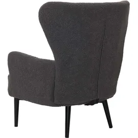 Mendler Lounge-Sessel HWC-K37 Bouclé 75 x 80 x 75 cm dunkelgrau mit Kissen