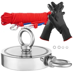 VEVOR 907kg Starke Magnetangel Set Doppelseitige Zugkraft Seil Karabiner Rot