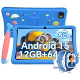 KOBONA-Tabwee K10 Kids 10.1" Rosa Tablet, Google Kids Space, 4GB+64GB, Android 15 WiFi Tablet für Kind mit Kindgerechte Hülle und Stift, 5000mAh - Blau