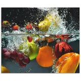 ARTland »Spritzendes Obst auf dem Wasser«, (1 tlg.), Alu Spritzschutz mit Klebeband, einfache Montage bunt