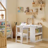 SoBuy Kindersitzgruppe KMB60 1 Tisch 1 Stuhl Kiefer weiß