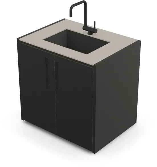 Brabura CT 90 Waschbeckenmodul - Pietra Di Luna / Anthrazit / Matt schwarzer Griff