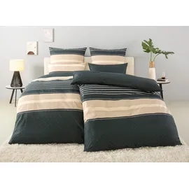 MY HOME Bettwäsche »Circle« 2 tlg. Bettwäsche aus Baumwolle mit Streifen-Design, moderne Bettwäsche, 15903416-0 beige, 1 Stk.,