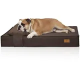 Knuffelwuff orthopädisches Hundebett Soleya 135x90cm Braun | Cord Hundebett mit Kopfkissen | Memory Foam Matratze | gelenkschonend & formstabil | Bezug waschbar 30 °C | für kleine bis große Hunde