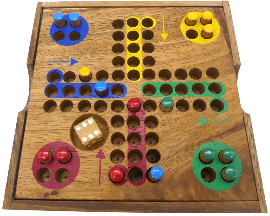 DILEMMA MINI - Ludo Würfelspiel aus Holz Brettspiel Holzfiguren SET