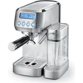 CASO Design Espresso Gourmet Latte Siebträgermaschine silber mit integriertem Milchbehälter