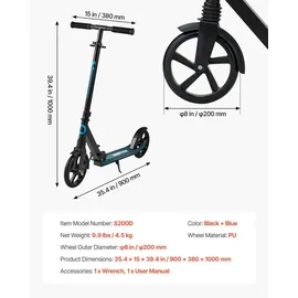 Vevor Scooter Schwarz/Blau