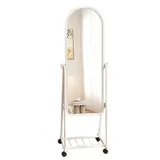 YINMAN Ganzkörperspiegel,Standspiegel mit Rollen,freistehender Standspiegel,Geeignet for Wohnzimmer,Schlafzimmer,Garderobe,Flur,Bekleidungsgeschäft(White,160x32cm)
