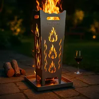 FireDesire Feuerkorb 80cm + Ascheschale ohne Grillplatte, Feuertonne, Feuerschale, Terassenofen, Grilltonne, Stahlkorb, Ofen