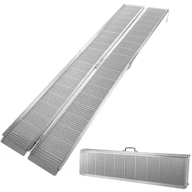 Wiltec Rollstuhlrampe doppelt faltbar 244 cm 270 kg Gehhilfe Aluminium schwarz
