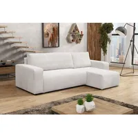 VENASI LUNA Universell Ecksofa mit Schlaffunktion und Bettkasten Cord Beige Schlafsofa Eckcouch Sofa - Beige