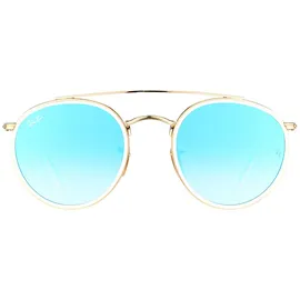 Ray-Ban Round Double Bridge RB3614N 001/4O 51-22 gold/blue gradient flash