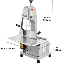 Vevor Kommerzielle elektrische Fleischbandsäge Knochenschneidemaschine, 650 W Tisch-Knochensäge, 315 x 460 mm Werkbank, Gefrierfleischschneider für Schweinefleisch Rindfleisch Silber