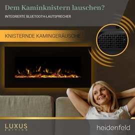 Heidenfeld Home & Living Heidenfeld Elektrokamin HF-WK500, Wandkamin mit LED-Hintergrundbeleuchtung, Bluetooth-Lautsprecher