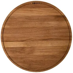 Boska Pizzabrett Friends XL / Pizza Teller / Eichenholz / ⌀40cm / Pizza Blech Rund mit Praktischer Auffangrinne / Auch zum Frühstück, Mittag- und Abendessen