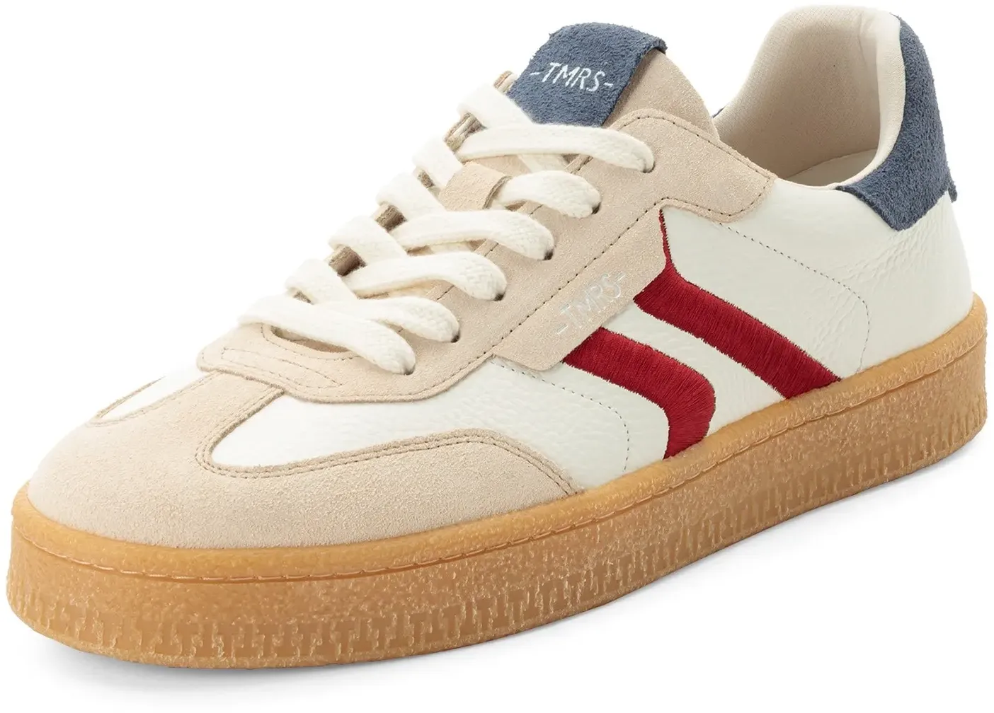 Sneaker TAMARIS, Herren, Gr. 43, sanftes weiß kombiniert, Lederimitat, Textil, Veloursleder, kontrastfarbene Details, Schuhe Sneaker, Freizeitschuh, Halbschuh, Schnürschuh mit Kontrastbesatz, für Herren