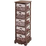 Mendler Regal Kommode mit 5 Korbschubladen 90x25x28cm, Shabby-Look, Vintage ~ braun