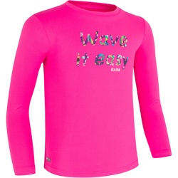 Wasser-T-Shirt UV-Schutz Surfen langärmlig Kinder rosa bedruckt, violett, Gr. 116 – 6 Jahre
